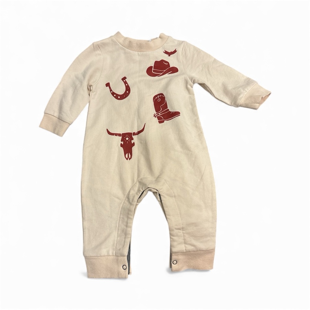 Western-Themed Cream and Red Kids Footie